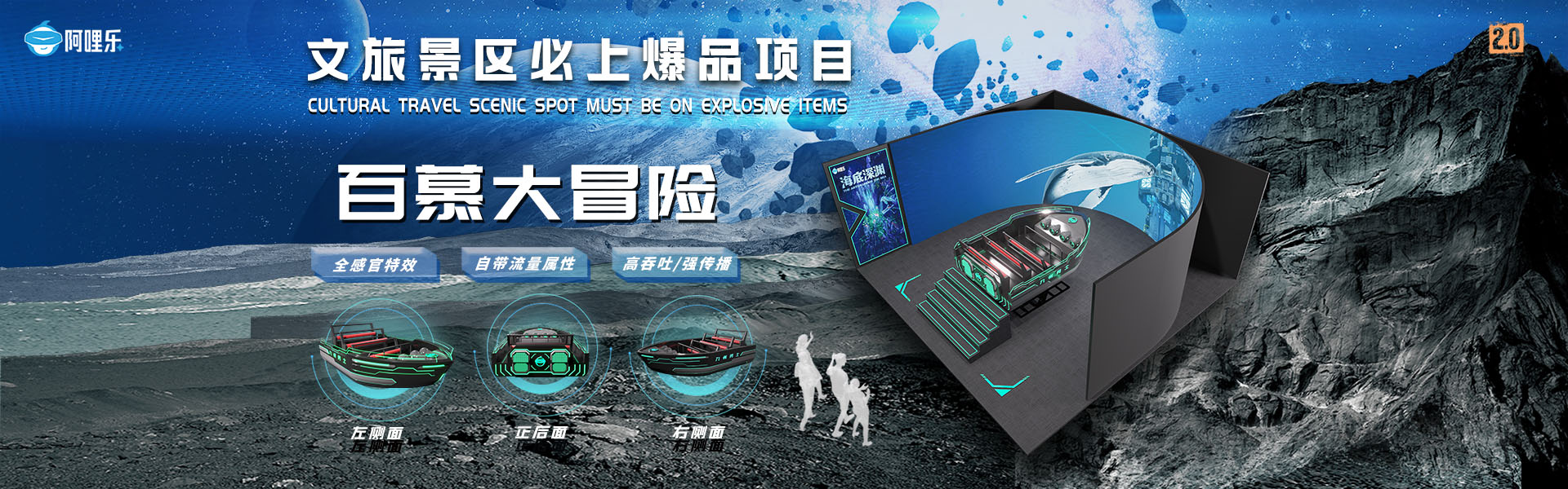 百慕大冒险、球幕飞行影院、裸眼3D轨道影院、台风地震体验馆、VR主题乐园、VR科普文旅